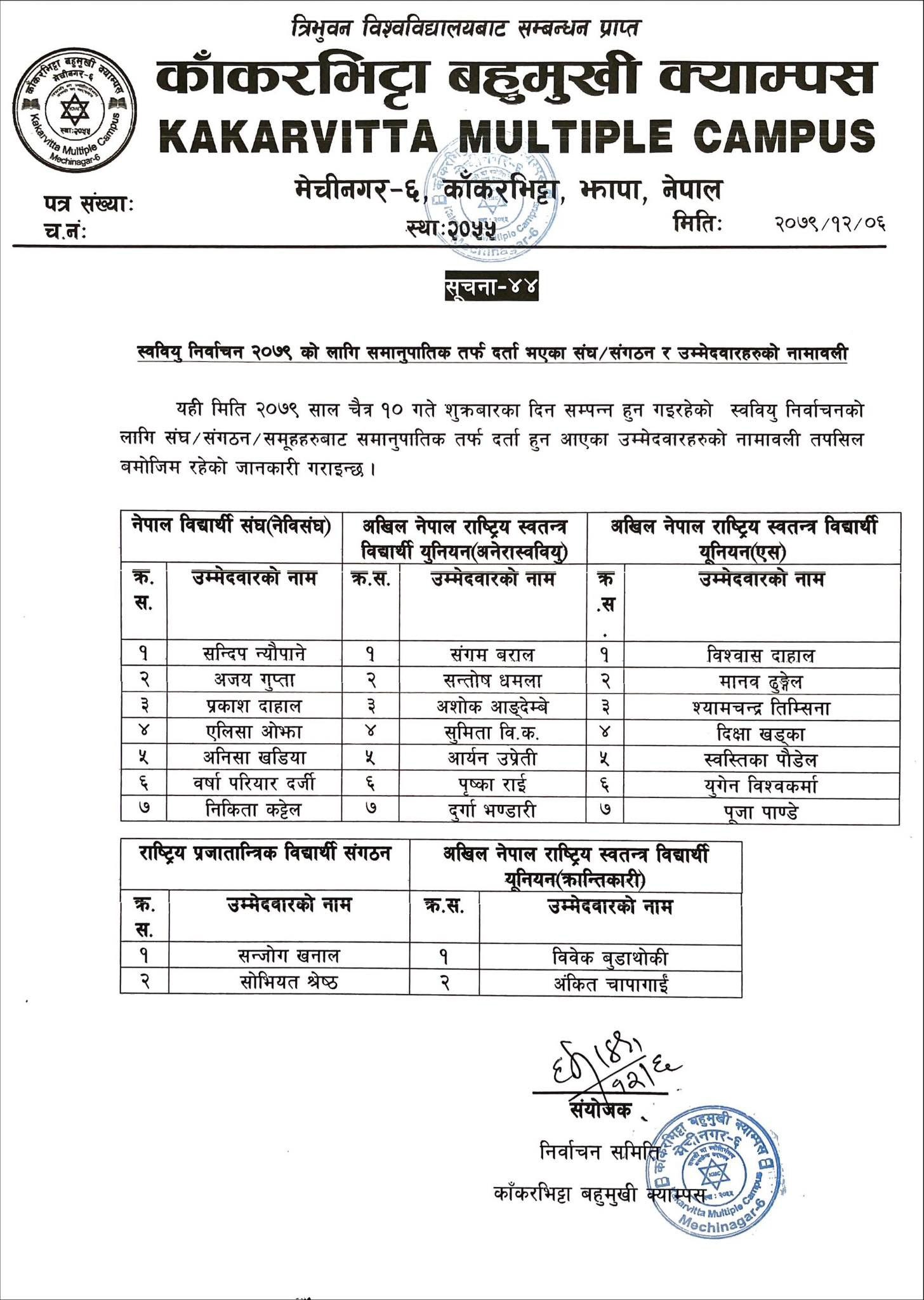 FSU-Election-2079-Namelist-of-the-Proportionate-Candidates-Kakarvitta Multiple Campus